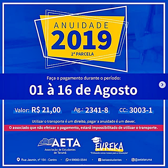 ❗️ATENÇÃO ASSOCIADOS❗️ . ⚠️2ª PARCELA DA ANUIDADE⚠️
