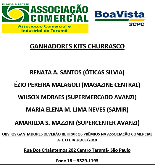 GANHADORES PROMOÇÃO DIA DOS PAIS ACITA
